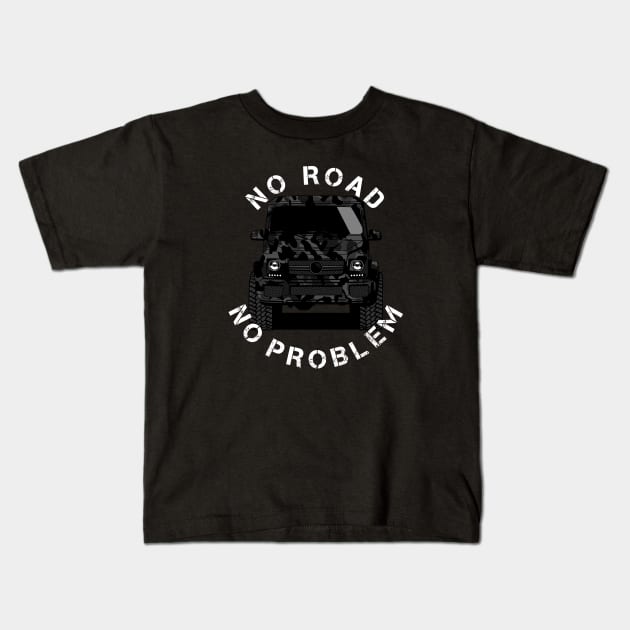 No road no problem - G Wagon Klasse Offroad 4x4 SUV Kids T-Shirt by Automotive Apparel & Accessoires